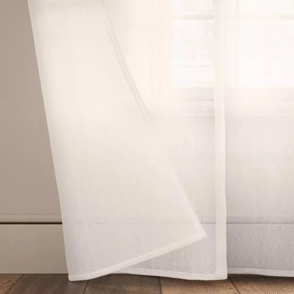 Threshold Light Filtering Textural Sheer White Curtain Panel 54